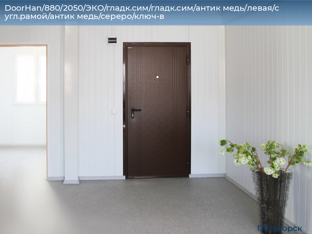DoorHan/880/2050/ЭКО/гладк.сим/гладк.сим/антик медь/левая/с угл.рамой/антик медь/сереро/ключ-в, www.pyatigorsk.doorhan.ru